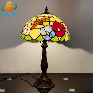 12 inch dragonfly flower playing table lamp