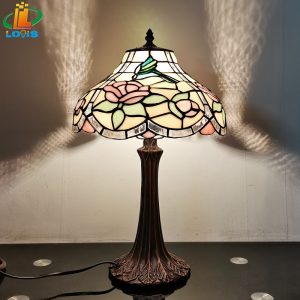 12 inch hummingbird flower playing table lamp