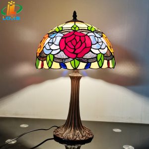 12 inch tri color peony table lamp
