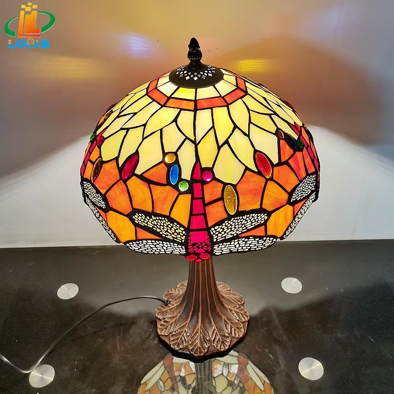 S086d17ca188e4bb1a4692b4892f72b43Z 30CM Red Dragonfly Table Lamp Aluminum Alloy Lamp Holder - 图片 3